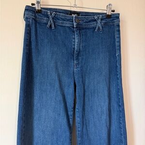 Paige Anessa high rise wide leg dark wash jeans size 29 - cross belt loop detail